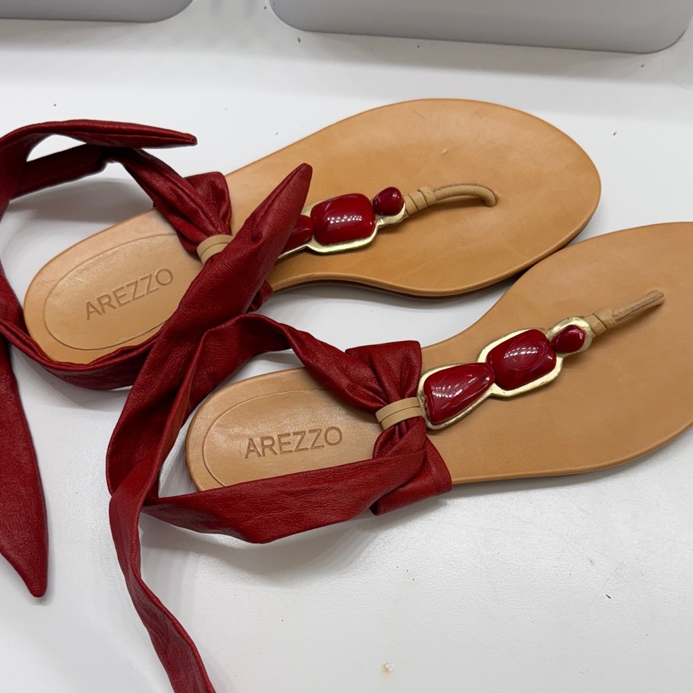 Women's Arezzo Red Leather Sandals